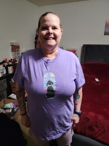 Customer photo review of I'm The Girl Who Wants To Bring Home Every Stray Tee (Blue Jean, Terracotta, Berry, Crunchberry, Violet)