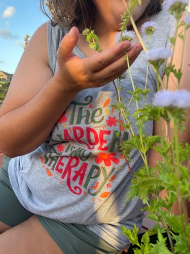 Customer photo review of The Garden Is My Therapy Graphic Tank Top