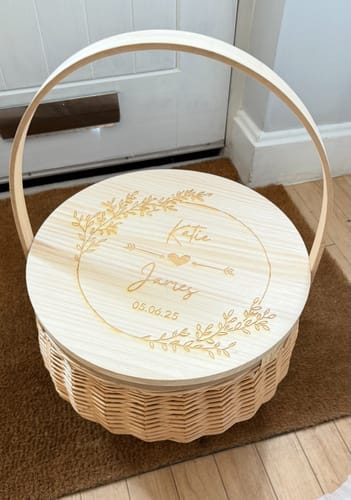 Customer photo review of Engraved Picnic Insulated Cooler Carry Wicker Basket - 38cm