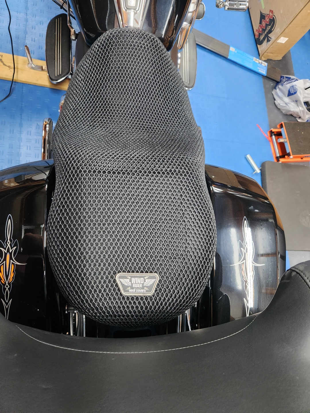 Wind Rider mesh seat cover on a Harley Davidson Road Glide Ultra