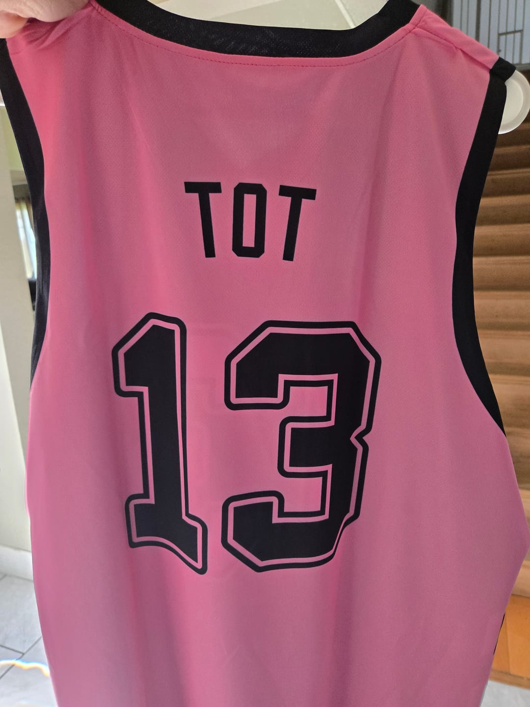 Customer photo review of Custom Black Pink Double Side Tops Athletic Basketball Jersey