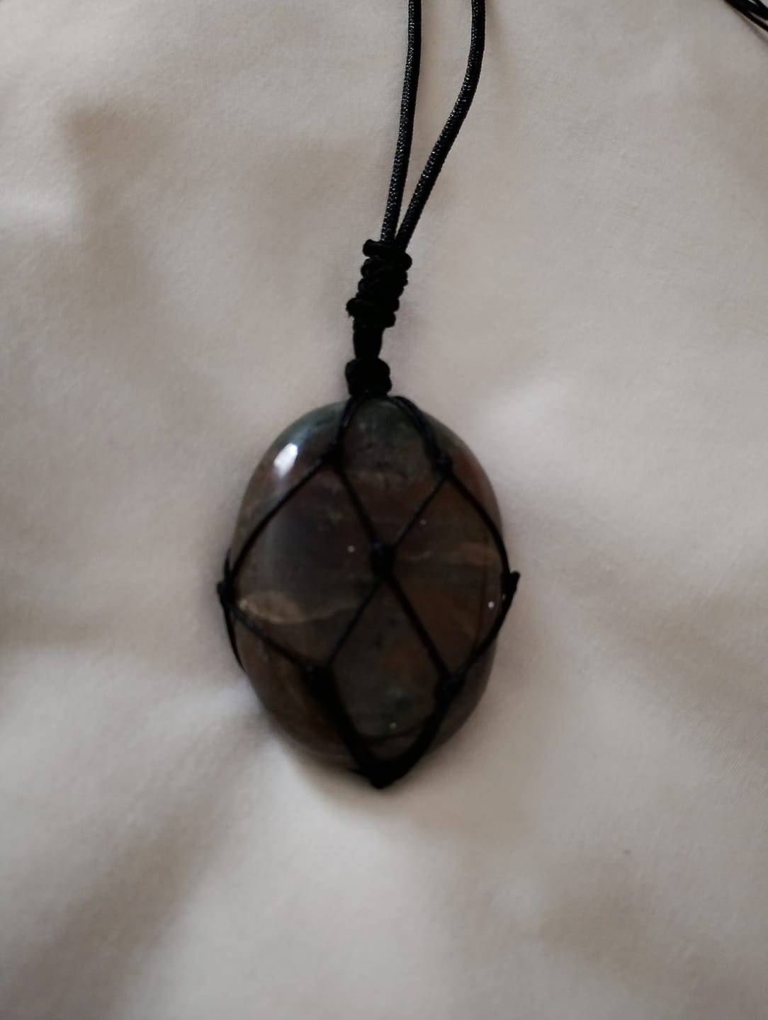 Customer photo review of Dragons Heart Labradorite Necklace