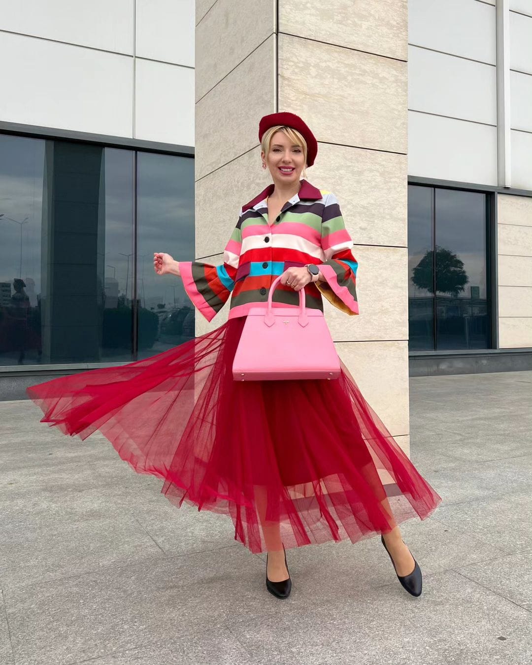 Customer photo review of Flared Sleeves Multi-Colored Striped Lapel Jackets Outerwear