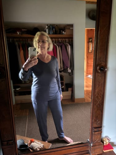 Customer photo review of Lily V Neck Lounge Top - Cloudy Bay