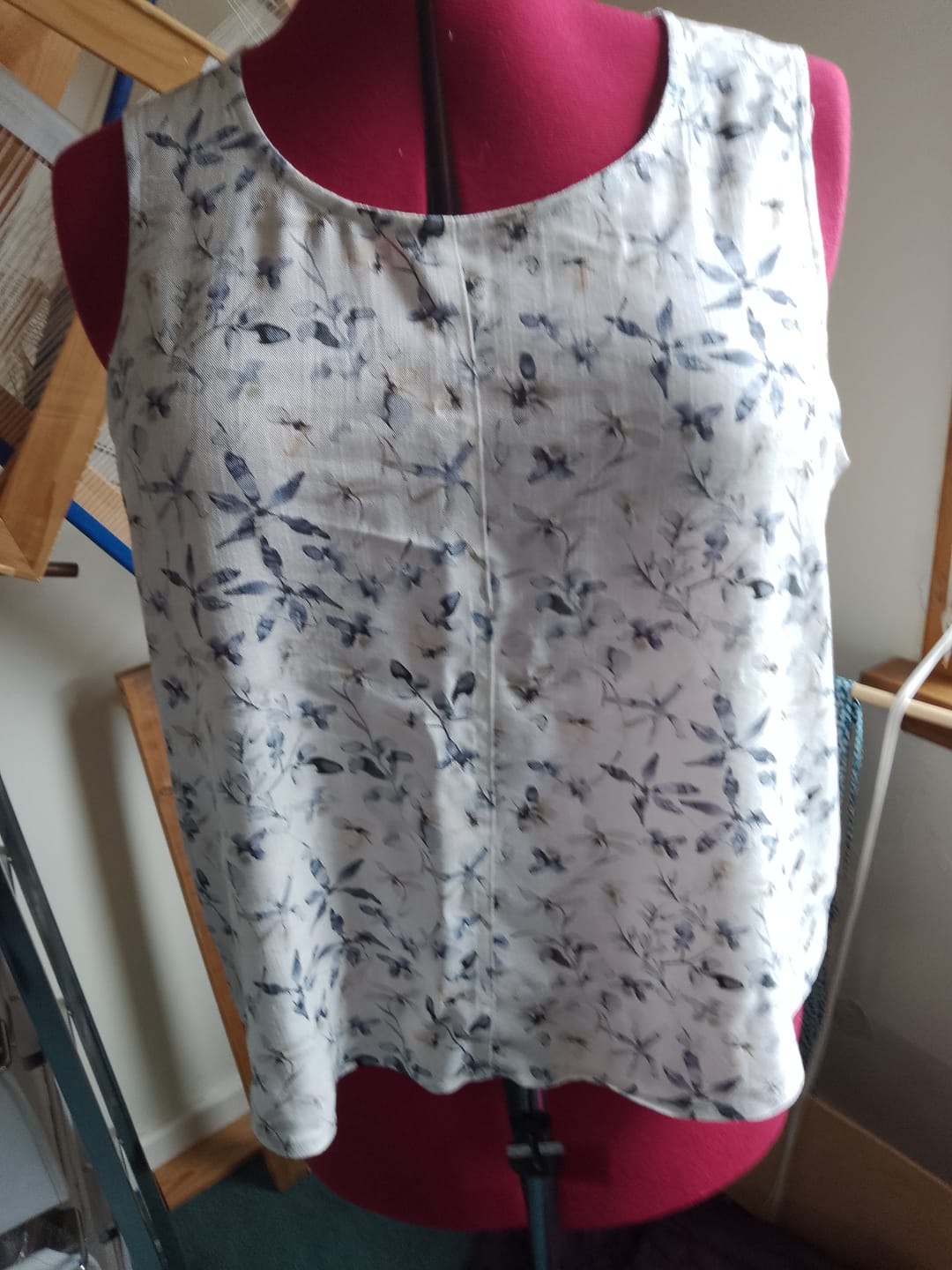 Customer photo review of Greyish Blue Blossom Linen Viscose Fabric