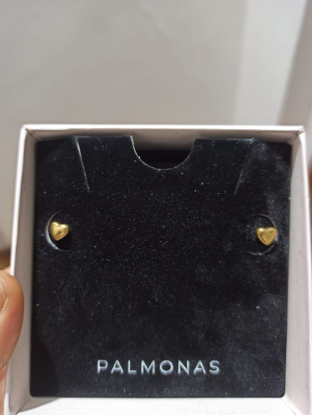 Customer photo review of Minimalist Heart Stud Earrings