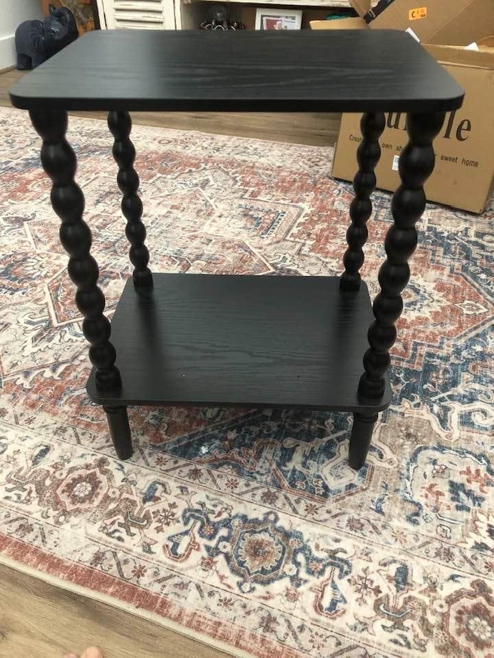 Customer photo review of Side Table, Small End Table with Storage Shelf, 2-Tier Small Coffee Tables Living Room for Bedroom, Narrow Spaces (Rustic Brown)