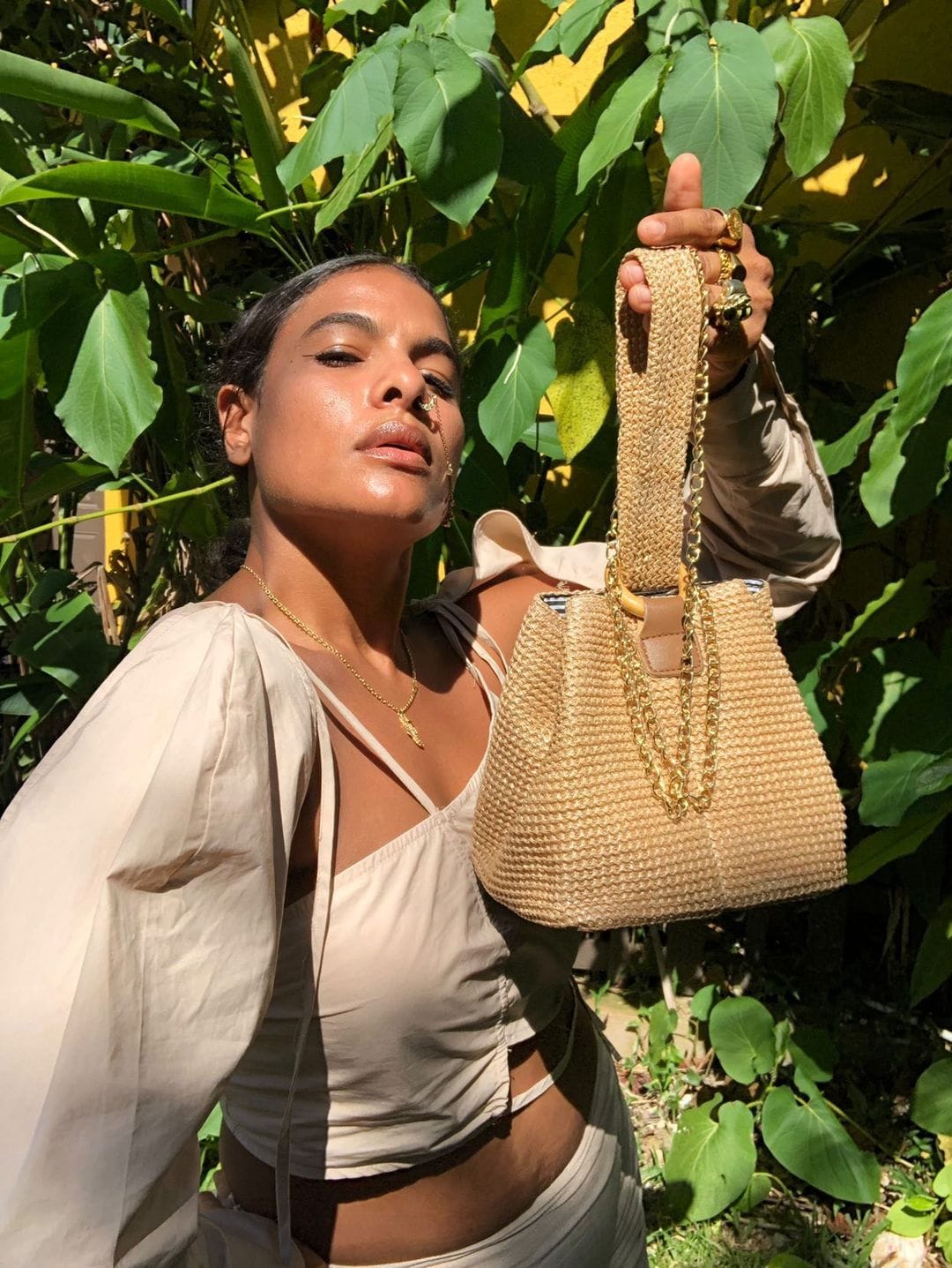 Customer photo review of Casual Simple Weave Handbag