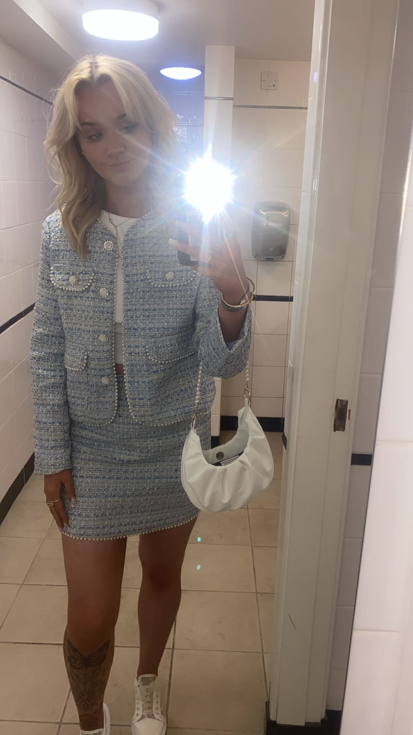 Customer photo review of EVIE Blue Tweed Two Piece Set