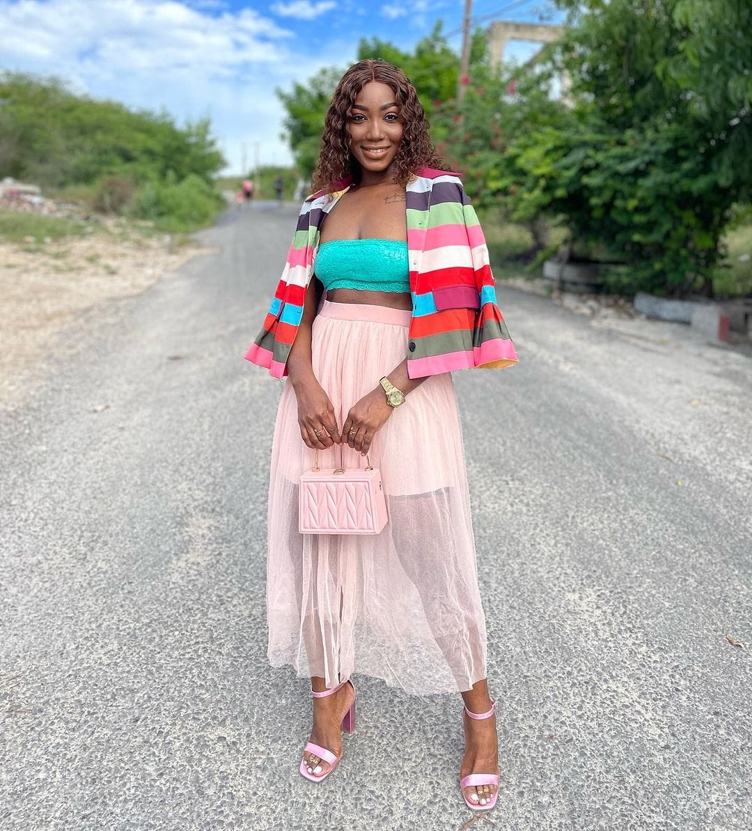 Customer photo review of Flared Sleeves Multi-Colored Striped Lapel Jackets Outerwear
