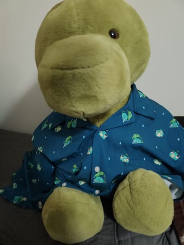 Customer photo review of Raining Frogs Dark Teal Button Up Shirt