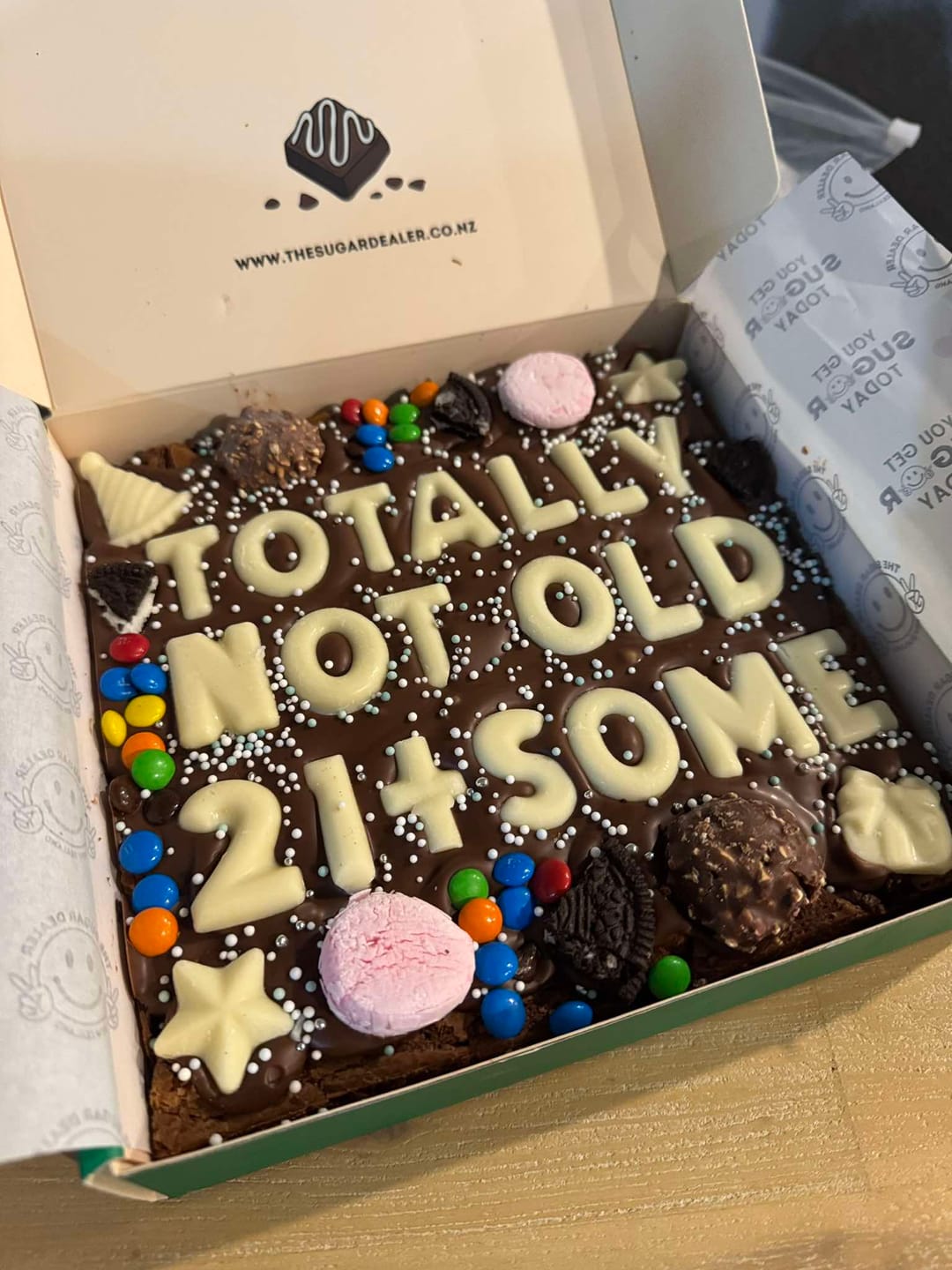 Customer photo review of Custom message birthday brownie
