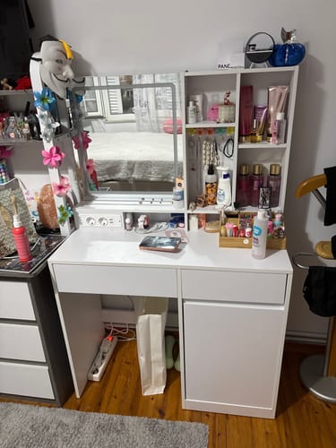 Customer photo review of Τραπέζι Μπουντουάρ Μακιγιάζ Tουαλέτας Κρεβατοκάμαρας 90εκ Καθρέφτης Με Ντουλάπι με Φωτισμό LED Ρυθμιζόμενο με Πρίζα και USB Θύρες RD-T134W01