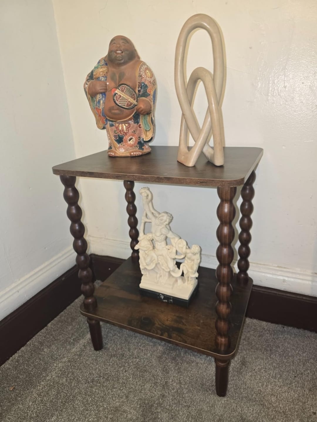 Customer photo review of Side Table, Small End Table with Storage Shelf, 2-Tier Small Coffee Tables Living Room for Bedroom, Narrow Spaces (Rustic Brown)