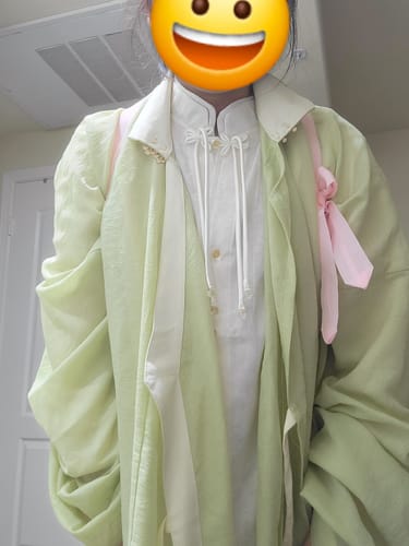 Customer photo review of Luo Ri 落日 Setting Sun Ming Dynasty Liling Changshan Standing Collar Shirt