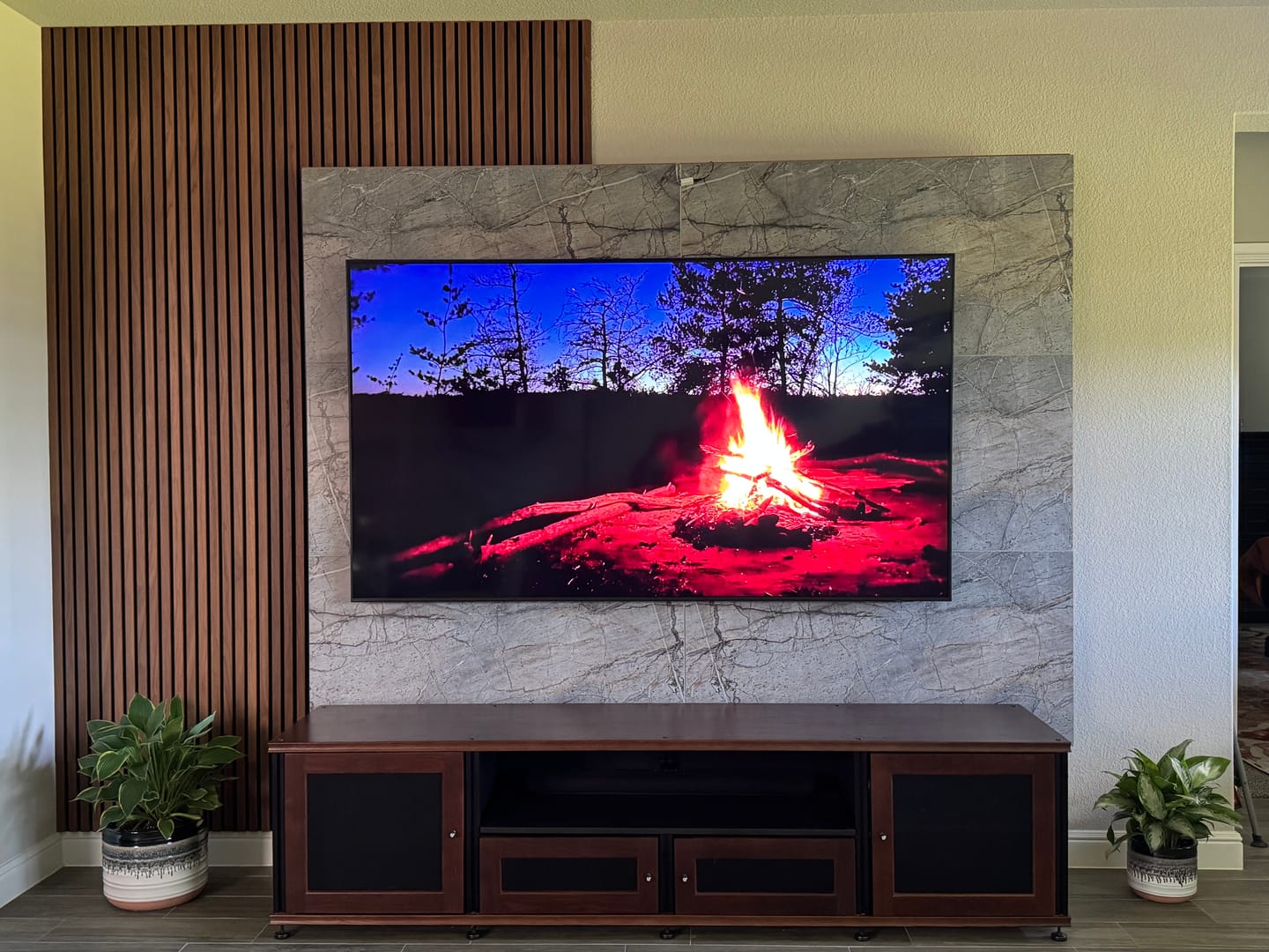 Customer photo review of Natural Walnut Acoustic Slat Panels 94.5" or 118" Length