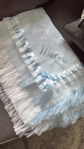 Natalie B. review of Perfect Little Thing Boys Ribbon Blue Shawl image 1 out of 1