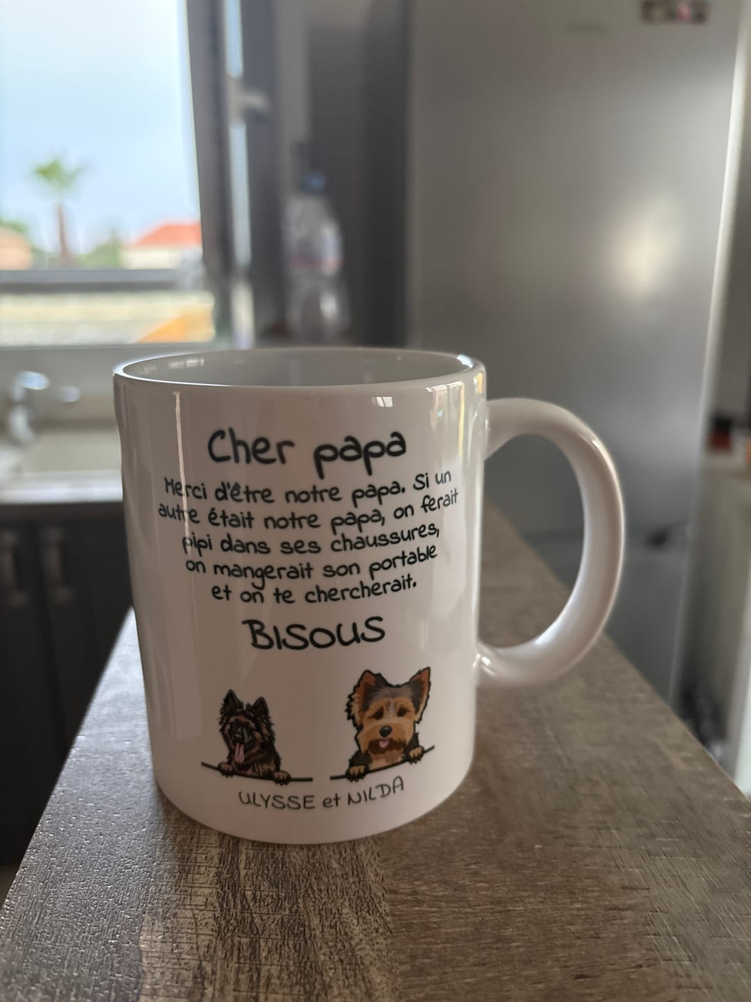 Customer photo review of Cher papa (chien) - Mug personnalisé