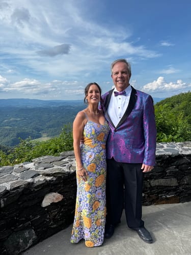 Customer photo review of Barry.wang Notched Collar Suit Men's Purple Jacquard Floral Suit Jacket