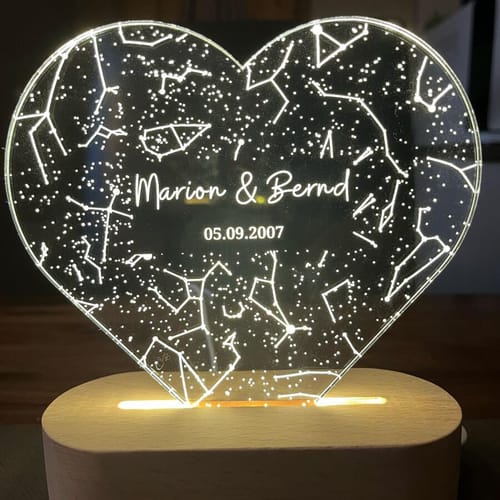Customer photo review of Personalized Heart Acrylic Light ''Starry Sky''