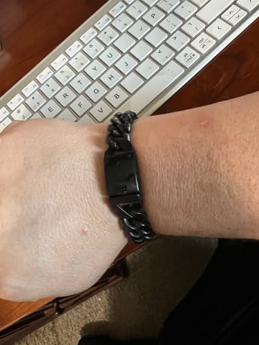 Customer photo review of VINDICTA VENGEANCE - Wrath & Justice Cuban Link Black Bracelet : Helps Pair Veterans With A Service Dog or Shelter Dog