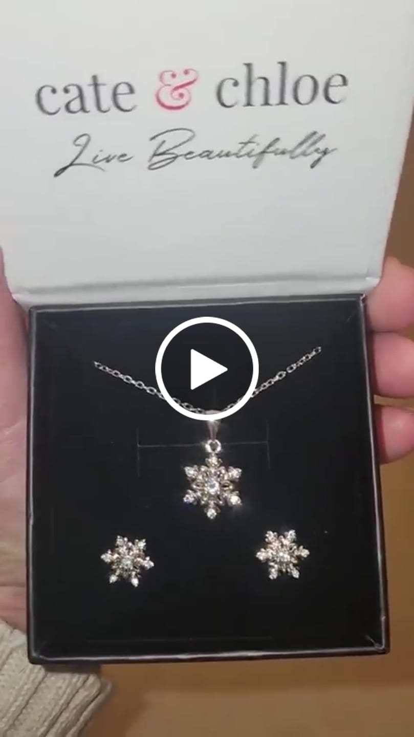 Customer video review of Sunny 18k White Gold Plated Necklace and Stud Earrings Jewelry Set with Swarovski Crystals