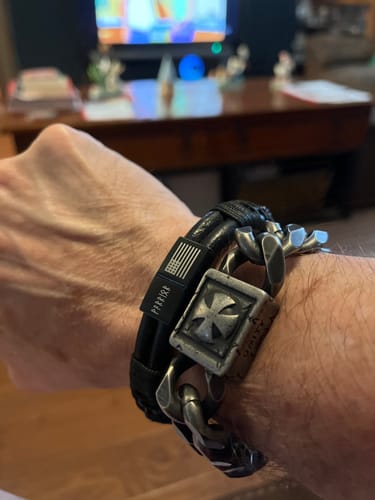 Customer photo review of Knights Templar Fidelis Warrior Cuban Link Bracelet: Helps Pair Veterans With A Service Dog Or Shelter Dog