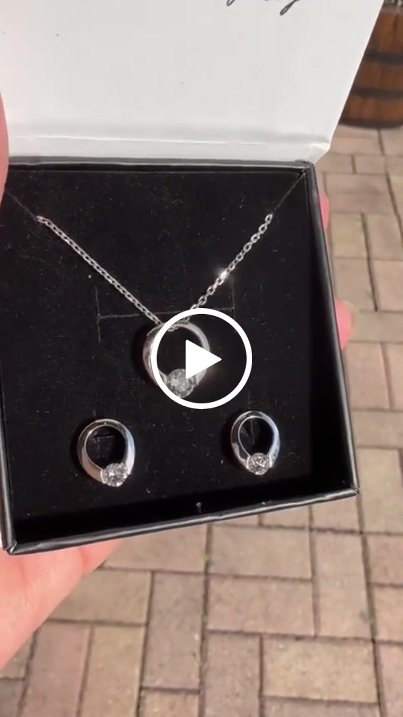 Customer video review of Dahlia 18k White Gold Plated 13mm Hoop Necklace with Swarovski Crystal