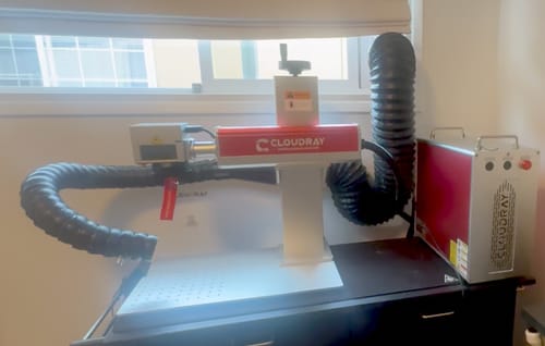 Customer photo review of Cloudray MP-60 LiteMarker Pro 60W Fiber Laser Marking Engraver with 7.9” X 7.9” Scan Area & D80 Rotary
