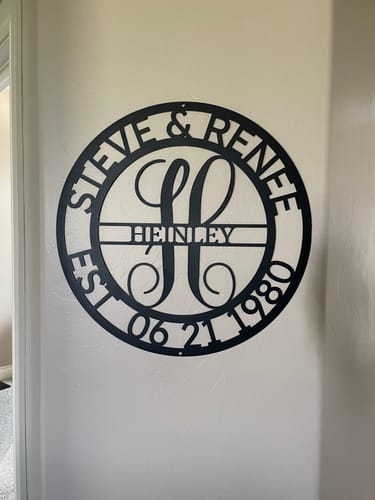 Customer photo review of Elaborate Name - Steel Sign