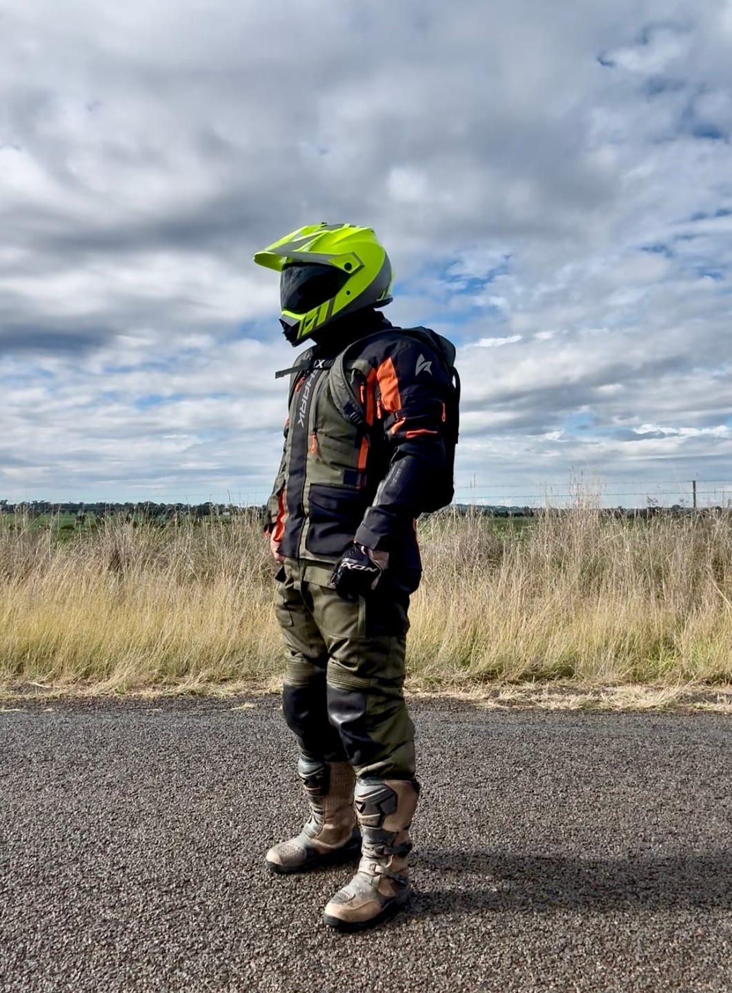 Customer photo review of 'Tallarook' Waterproof ADV Motorbike Pants | 1000D Cordura Leather Kevlar