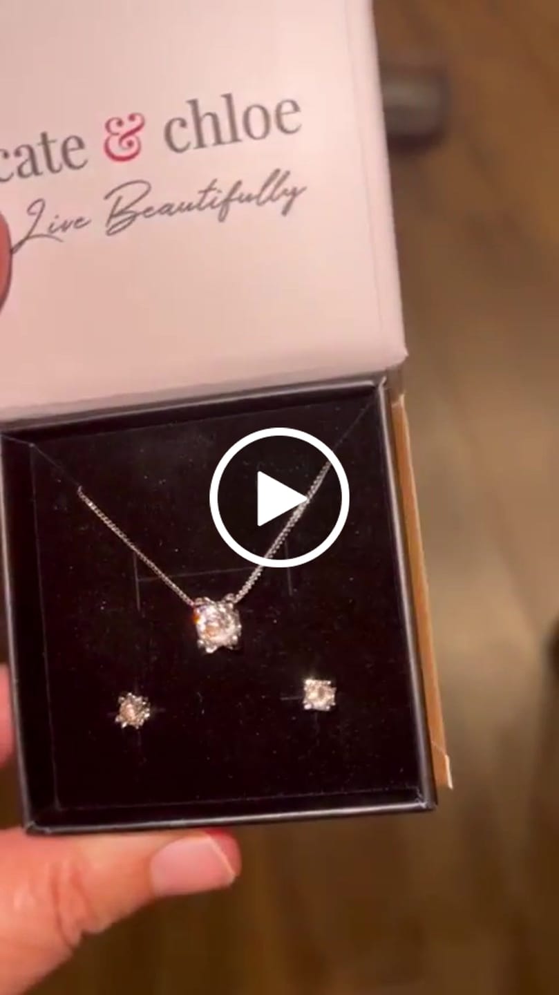 Customer video review of Clara 18k White Gold Plated Pendant Necklace with Solitaire Round Cut Swarovski Crystal