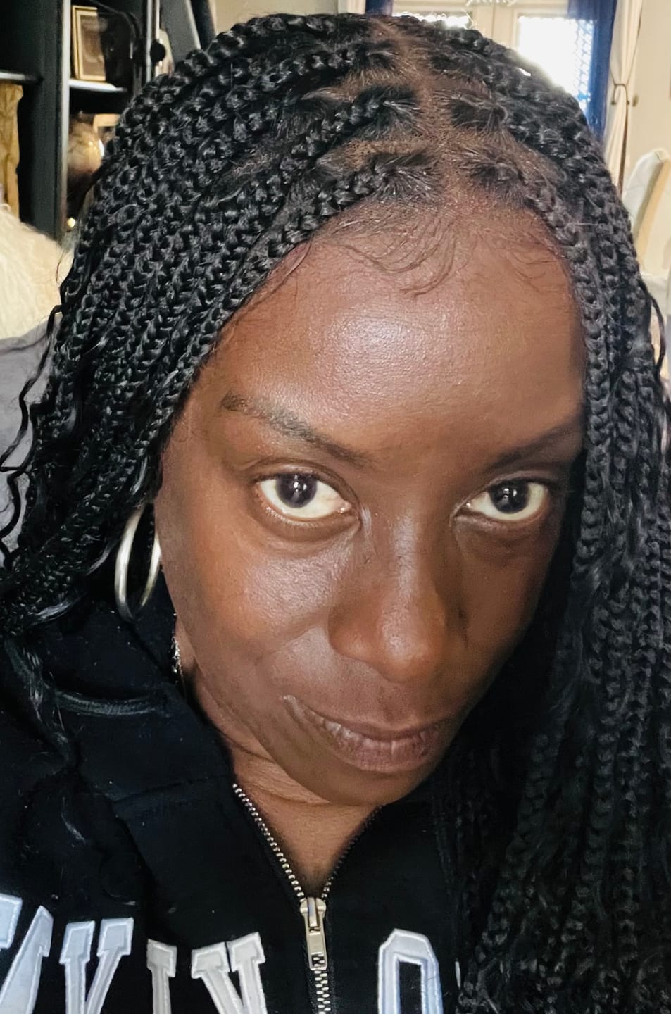 Customer photo review of Kiki - Pre Bleached Human Hair Deep Wave Curls Pre Bleached Knotless Swiss HD Full Lace Boho Box Braided Wig