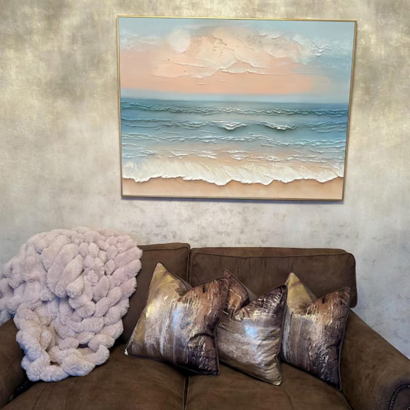 Customer photo review of Ocean And Sky Textured Painting Canvas #OS027