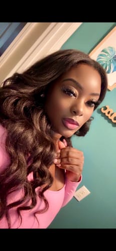 Customer photo review of CurlyMe Kinky Straight Virgin Human Hair Bundles with Lace Frontal Natural Black