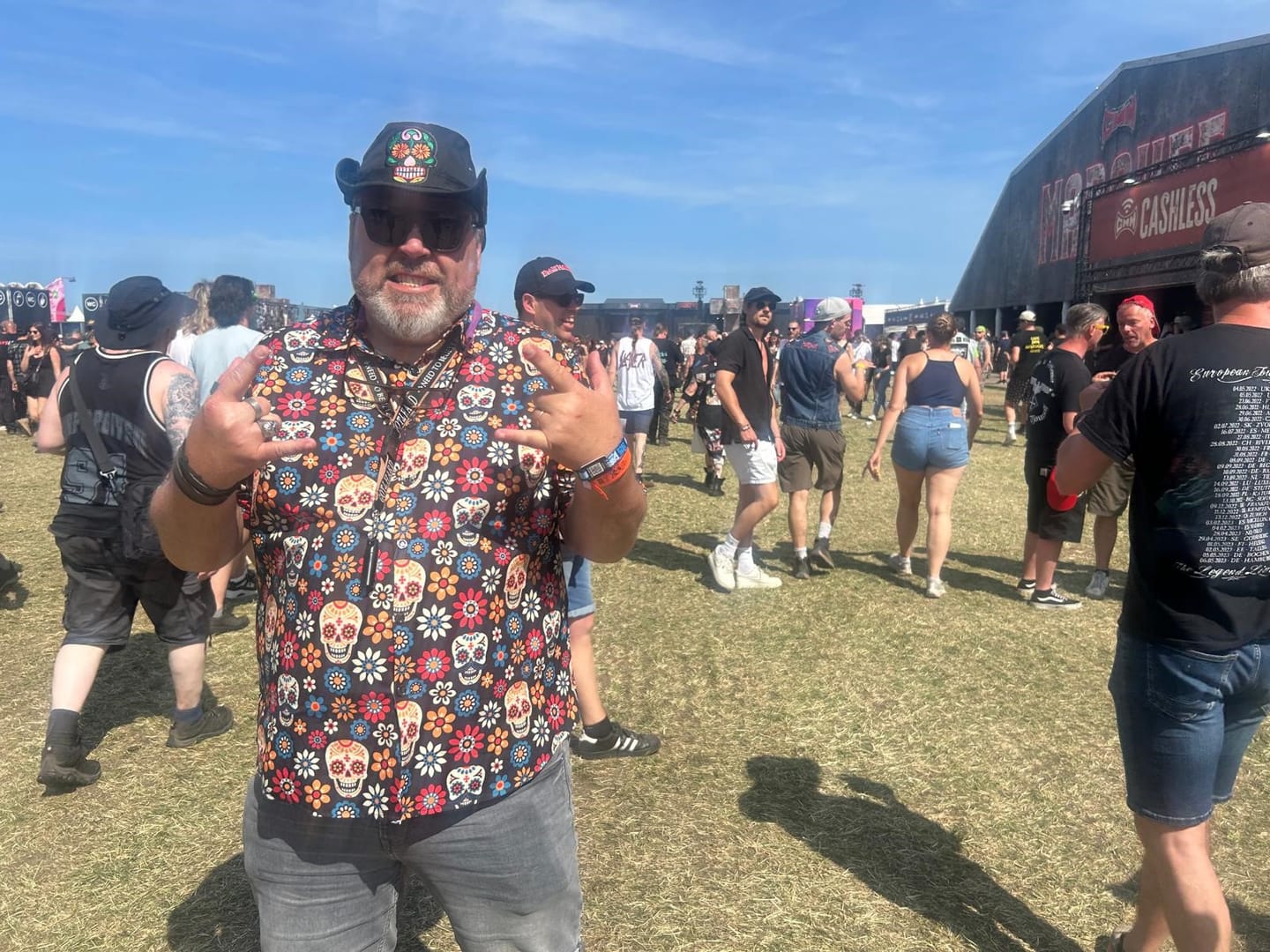 Customer photo review of Men's Sugar Skull Punk Rock Holiday Cool Beach Short Sleeve Summer Shirt