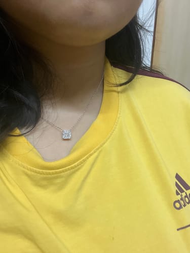 Customer photo review of CRUSHED SQUARE NECKLACE - Fine Silver