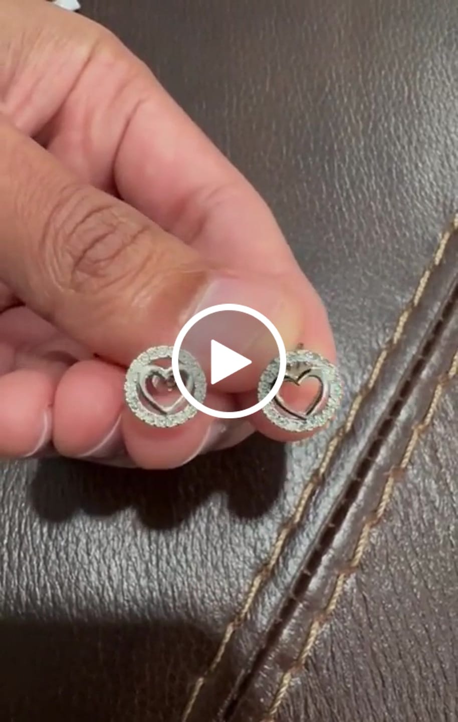 Customer video review of Khaleesi 18k White Gold Plated Silver Heart Stud Earrings with Swarovski Crystals