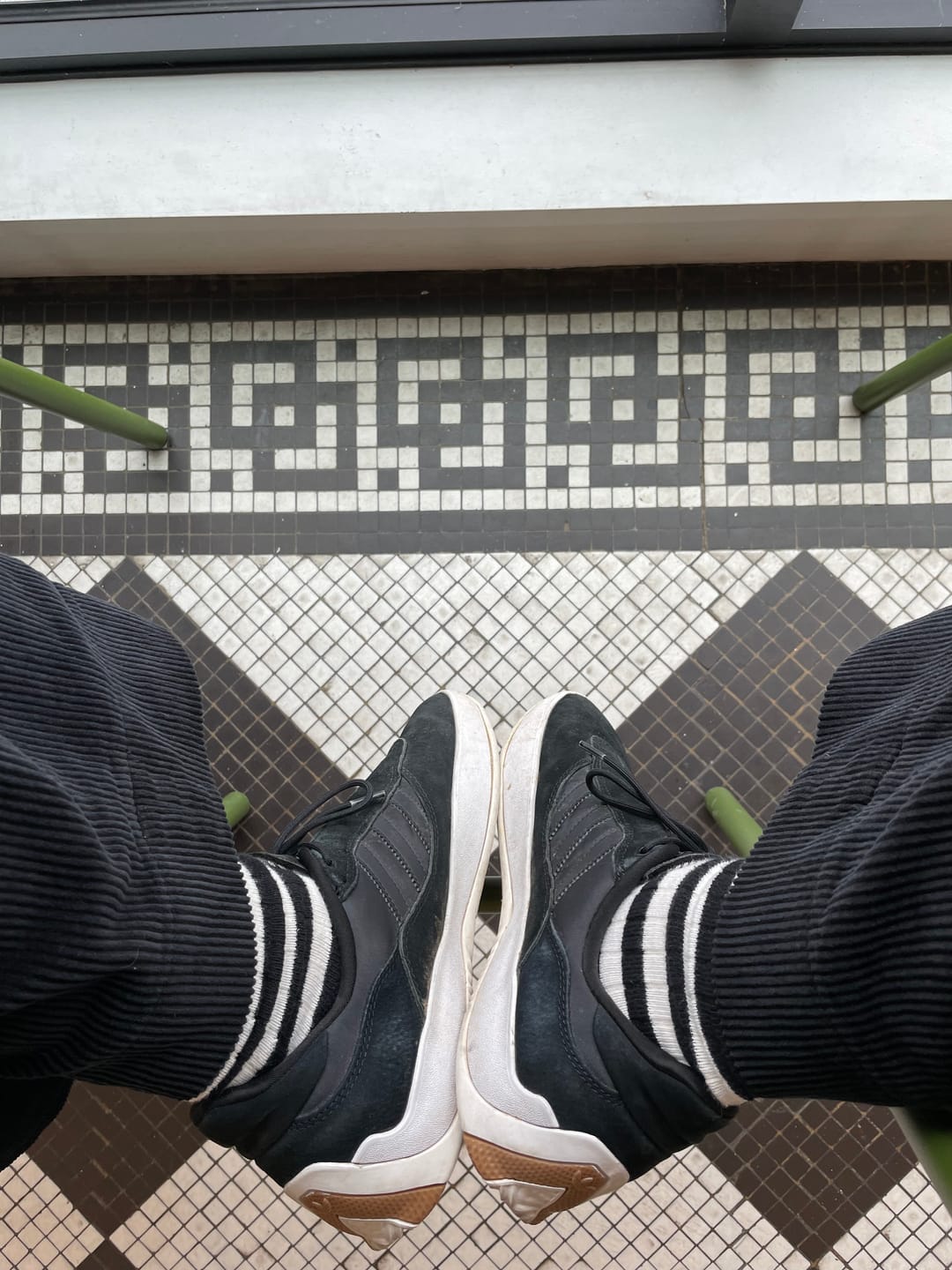 Customer photo review of Retro Striped Cotton Socks - Black/White