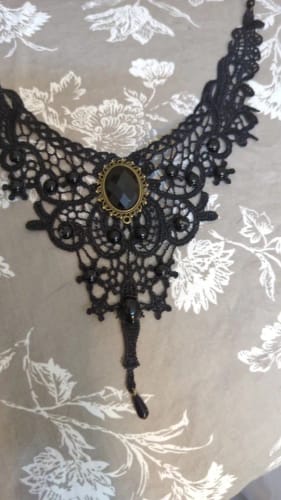 Customer photo review of Fashion New Vintage Gem Black Lace Bead Necklace Gothic Steampunk Style Stonego Gothic Collar Necklace Pendant