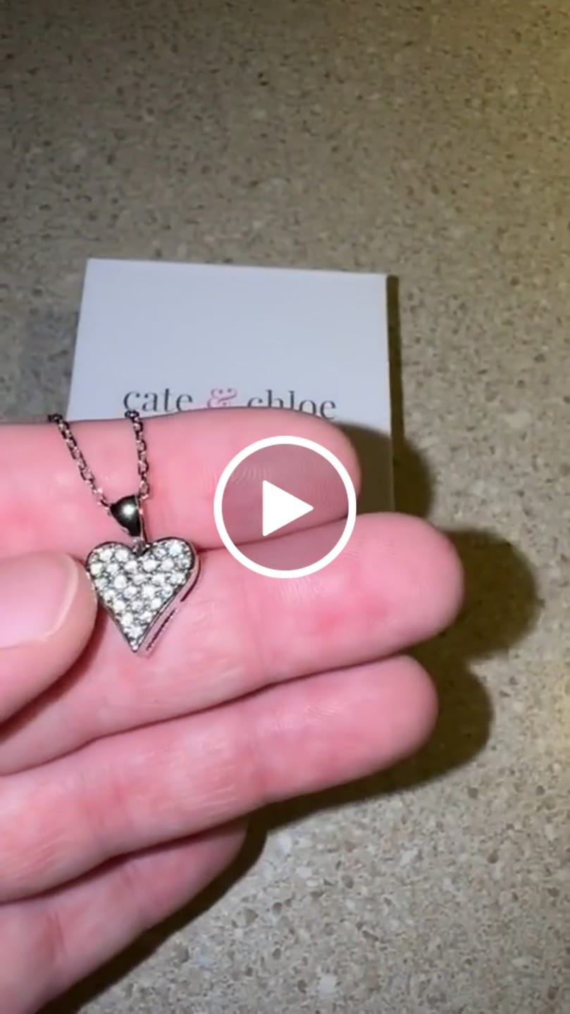 Customer video review of Cecilia 18k White Gold Plated Heart Pendant Necklace with Swarovski Crystals