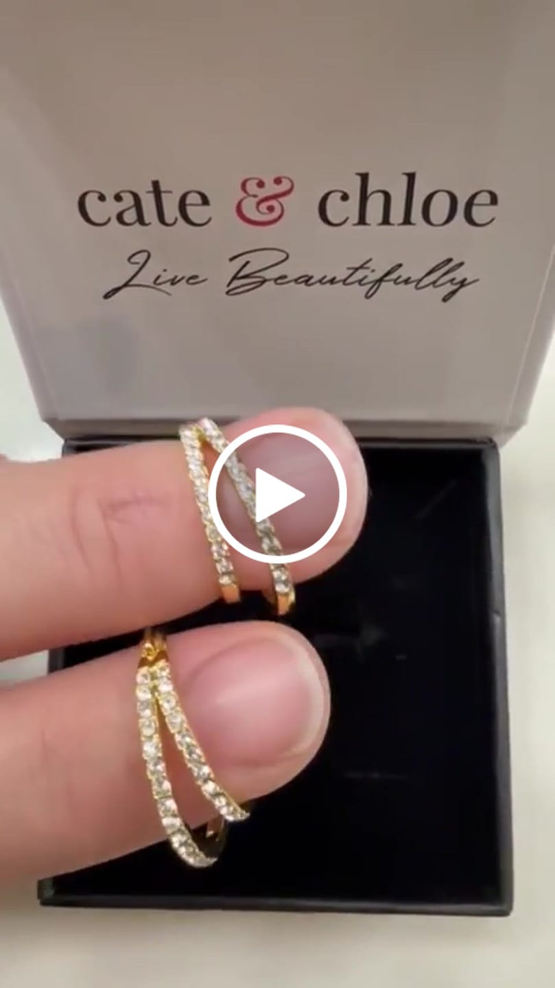 Customer video review of Corina 18k White Gold Plated 20mm Hoop Earrings with Swarovski Crystals