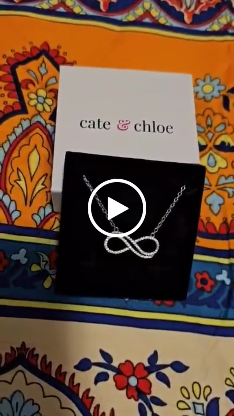 Customer video review of Tansy 18k White Gold Plated Infinity Pendant Necklace with Simulated Diamond Crystals