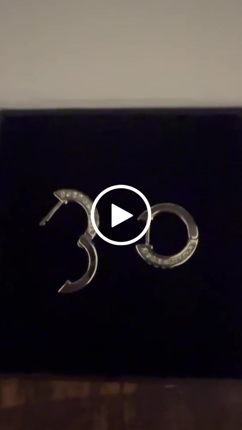 Customer video review of Viviana 18k White Gold Plated 17mm Hoop Earrings with Swarovski Crystals