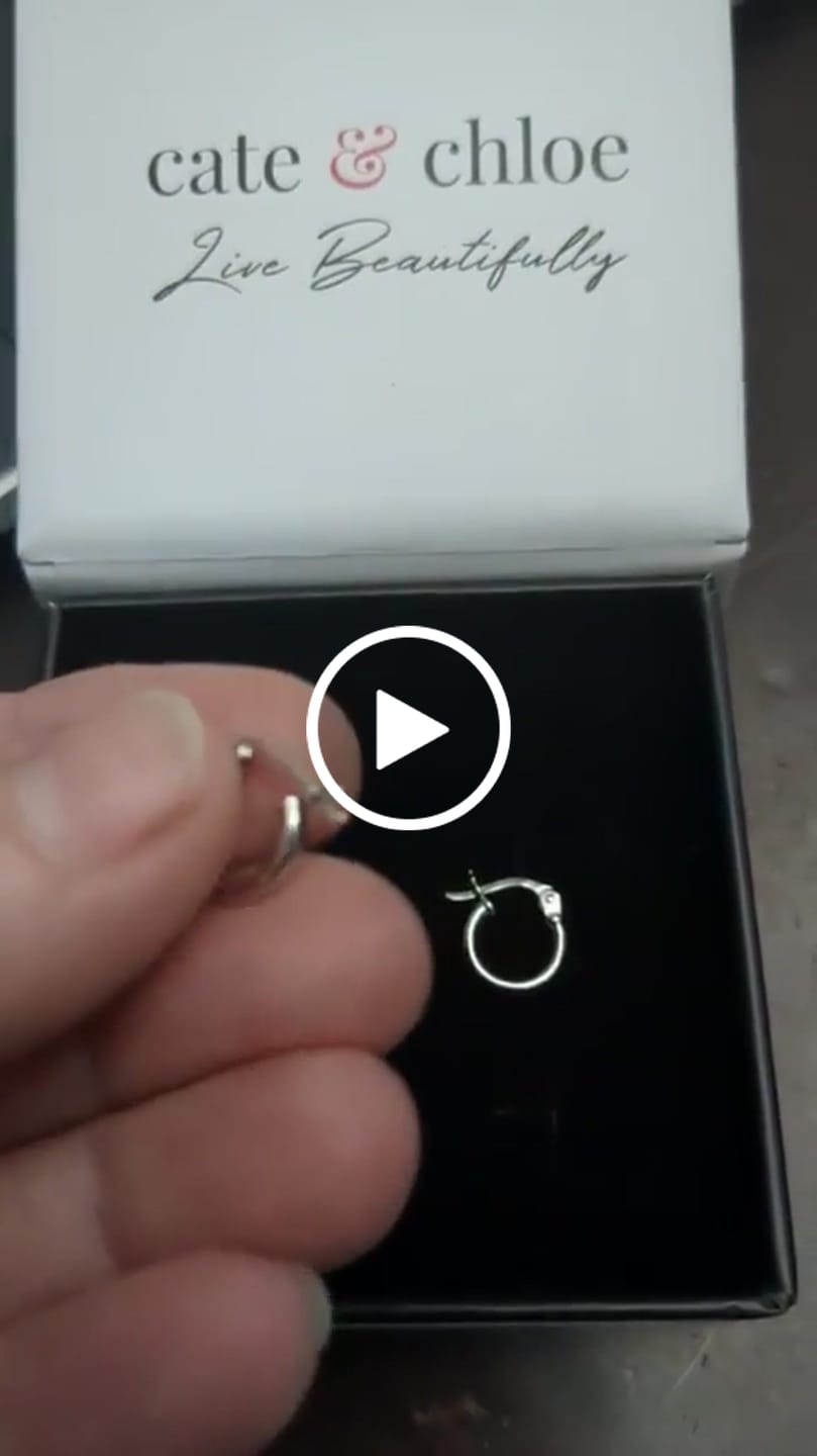 Customer video review of Monica 18k White Gold Plated 10mm/40mm/50mm Hoop Earrings