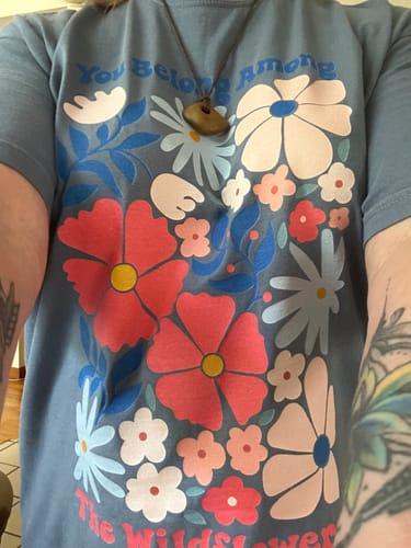 Customer photo review of Among the Wildflowers Premium Tee