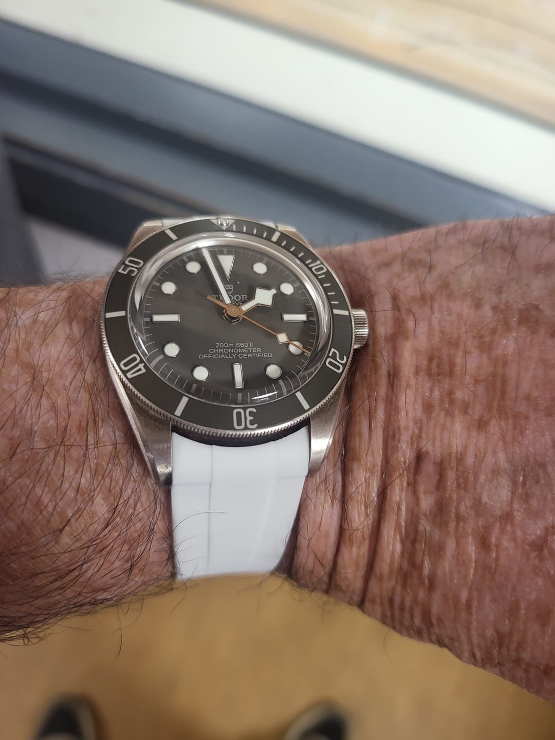 Customer photo review of Rubber Strap for Tudor Black Bay 58 925 Silver