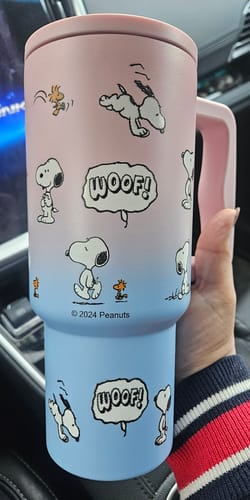 Customer photo review of Peanuts Snoopy Woof Travel Tumbler - Limited Ombre Color
