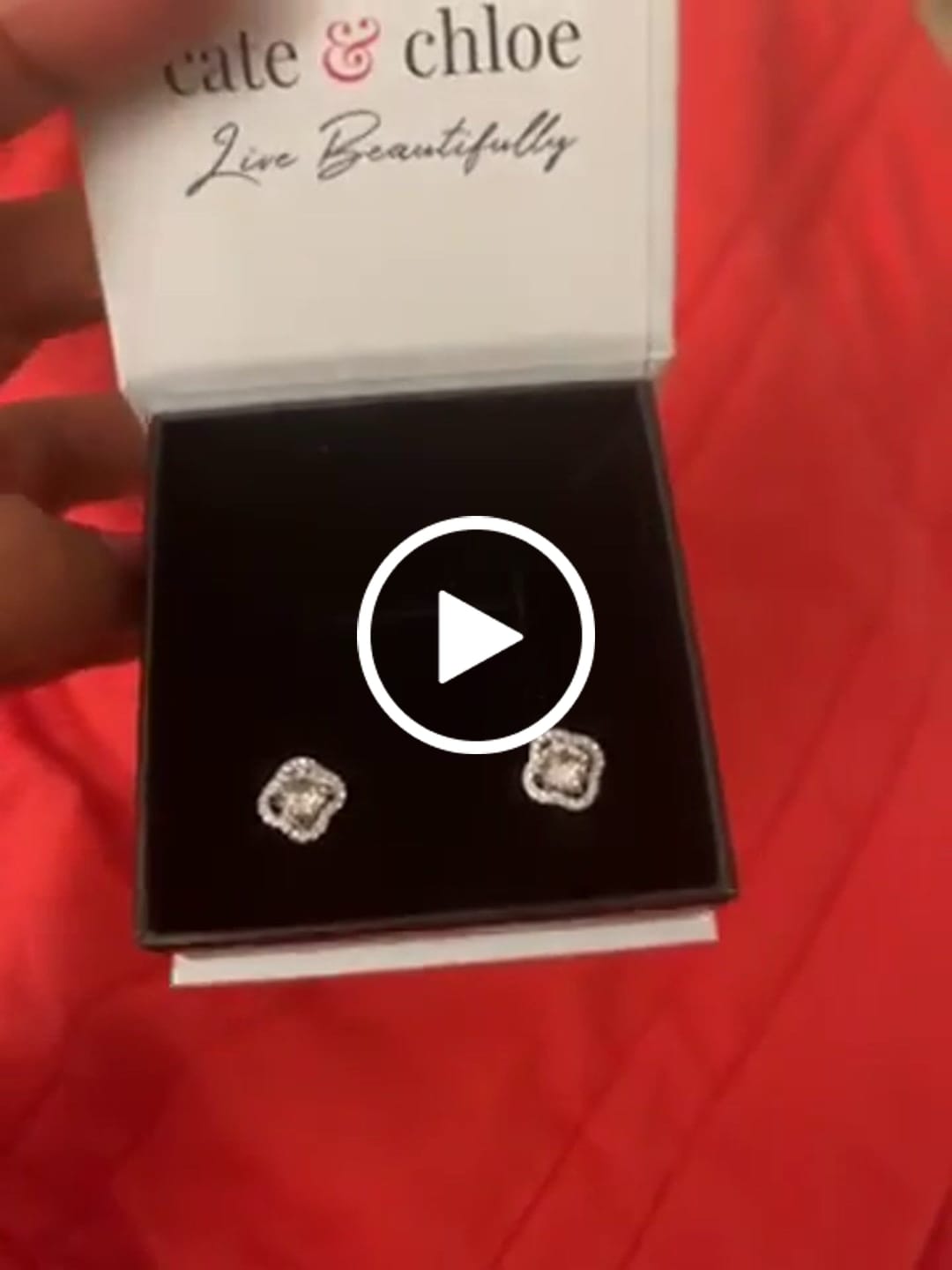 Customer video review of Haddie 18k White Gold Plated 2-in-1 Halo Stud Earrings with Swarovski Crystals