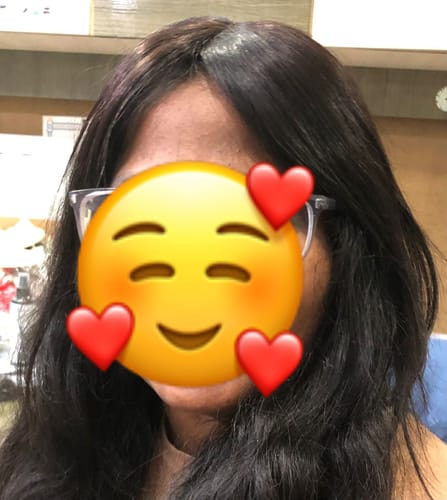 Customer photo review of Heart-Shaped Hair Topper with Bangs